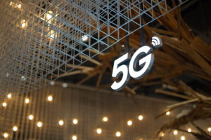 5g metal sign under wire construction